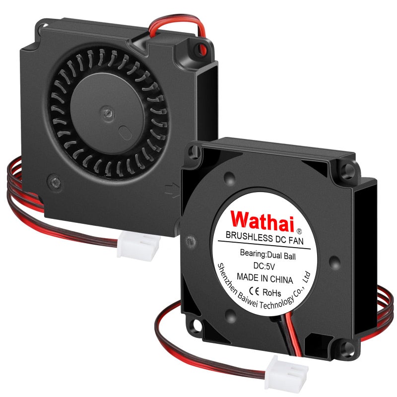 Wathai 2Packs Wathai DC Blower Fan 4010 Radial Cooling Fan 5V 2 Pin DC 40mm x 10mm Dual Ball - Image 1